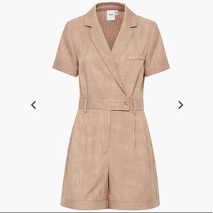 Simons Ihfantine overall shorts romper. Safari tan. NWT.